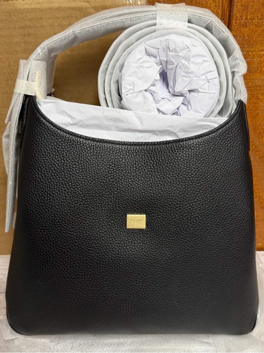 kate spade new york Deco Pebbled Leather Crossbody Tote - Black - Picture 8 of 11